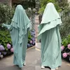 Ethnische Kleidung bescheidene muslimische Eid -Kapuze 2 -Stück Abaya Frauen Kopfschmuck Khimar Maxi Kleid Set Gebet Kleidungsstück Ramadan Burqa Arabische Robe Roben
