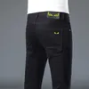 Мужские джинсы дизайнер европейский высококлассный зеленый лейбл Осенний черные джинсы Молодежные мужские маленькие маленькие стопы повседневные штаны INIW