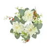 Decorative Flowers Candlestick Garland Elegant Artificial Dahlia Wreath Candle Ring With Green Leaves Flower For Home Wedding Party Table