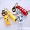 Anime Manga Fashion Pvc Kawaii Kids Keyring Chain 3D Animal Key Cartoon Creative Bugs Bunny Keychain Drop Delivery Toys Gifts Action F Dhu6L