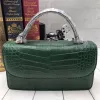 Väskor Autentisk verklig krokodil Belly Skin Women Liten Blue Purse Female Mini Handbag äkta alligator läder lady cross axelväska