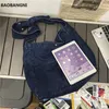 Axelväskor vintage denim kvinnor enkla jeans blå handväska stor kapacitet mode kvinnors tote messenger shopping väska