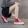 Casual Shoes Leather White Sneakers Thick Bottom 2024 Winter High-top Plus Velvet Women's Student Platform Women Luxury