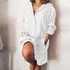 Casual Dresses Cotton And Linen Shirt Dress Women's Long Sleeve Loose Single Breasted Elegant Beach Party Sundress Vestidos