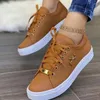 Casual Shoes 2024 Women's Spring Fashion Solid Color Lace-Up Sports Outdoor Running Bekväm inte halk