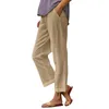 Damesbroek 2024 mode solide kleur losse elastische taille rechte pocket casual officiële winkel ropa de mujer pantalones