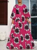 Casual Dresses Vonda Summer Bohemian Women Floral Print Long Dress 2024 O-Neck Lantern Sleeve Maxi Sundress Vintage Loose Vestidos