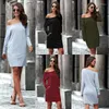 Damen-T-Shirts Off-Shoulder Longeeve Lose und einfaches Kleid