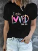 Women's T-Shirt Colorful Letter Print T-shirt Casual Crew Neck Short Slve Summer T-shirt Womens Clothing Y240420