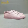 Chaussures décontractées Donnain 2024 Sneakers de Normcore rose à la mode pour femmes Calfskin Lace Up Up Rubber Sole Anti-Slip Loisking