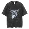 Män tvättade vintage kort ärm t skjortor hip hop rottweiler doberman grafisk tshirt herrar bomull överdimensionerad tee skjorta streetwear 240408