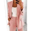 Giacche da donna Donne Business formale Paty si adatta a colori solidi a 2 pezzi a manica lunga pantaloni blazer pantaloni set congiunti de