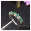 Pierścienie klastra Naturalny szmaragd pierścień 925 Sterling Sier 3 M 5pcsgemstone Fine Biżuteria Dostawa Dhmk3