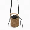 Bags New Wicker Rattan Bucket Bag Bamboo Handle Women Handbags Bohemian Travel Beach Shoulder Bag Handmade Straw Bags for Women Tote