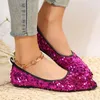 Bling Walking Casual Women Flats Shoes Spring Pointed Toe Sandaler Kvinnliga modemärke klänning Zapatillas Mujer