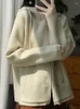 Женские трикотаж 2024 весенний осенний женский свитер свитер молнии мериносовые шерстяные толстые толчки кардиган повседневная свободная вязаная корейская модная одежда