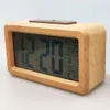 Digital Alarm Smart Wooden LCD Temperature Clocks Wood Night Light Date Clock with Snooze Bamboo Bedside Calendar TH0865