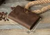 Billeteras moda vintage loco caballo cuero billetera hombres de cuero genuino billetera casual larga clip de monedas de cuero bolso marrón marrón