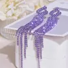 Dingle örhängen 2024 glittrande full strass lång tofs för kvinnor bijoux trendiga stora droppbröllop smycken gåvor