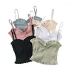 Camisoles & Tanks Beran Retro Cute Chest Pleated Suspender Lace