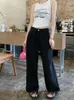 Dames jeans lente zomer zwarte polka dot rechte vrouwen losse wide been broek chique Koreaanse y2k streetwear casual lange broek