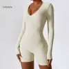 Sport Sets Yoga Align Lu Long One-piece Sleeve Suit Dance Fiess All-in-one Sports Women Sexy Bodysuit Active Wear Gym Jumpsuits Lemon Gym R