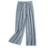 Pantalones de mujer Simplicidad Fashion Fashion Solid Plisado Pierna ancha Femenina Summer Casual Loosio Floja Pantalones de la cintura alta de los pantalones