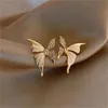 Niche Elegant Zircon Butterfly Stud Moucles d'oreilles pour femmes Cadeaux de bijoux en métal sucré