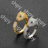 Nuovo hip hop maschile ad anello leopardo anello micro set anello aperto personalizzato S925
