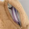 バッグMBTI女性のためのかわいいベアショルダーバッグ柔らかいふわふわカワイイ汎用トレンド財布冬のカジュアルガールズキッドソリッドカラークロスボディバッグ