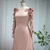 Party Dresses 2024 Champagne Muslim aftonklänning med avtagbar miniskirt lyx Dubai Ladies Fuchsia Wedding Formal Formal