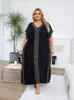 Black Women's Embroidered Kaftan Robe Homewear Short Sleeved V-neck Classy Caftan Swimsuit Cover-up Light Jacket Q1637