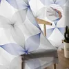 Cortina Arte moderna Padrão geométrico Blue Sheer Tulle Curtains para sala de estar Valance Cozinha Janela Voile Drapery