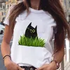 女性のTシャツプラスサイズ女性グラフィックスイカフルーツペットアニマルファッションショートスルベ漫画プリントバケーショントップTS TSシャツY240420