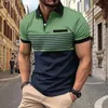 T-shirty męskie wysokiej jakości koszule męskie Modne koszulki z krótkim rękawem w paski koszule polo zwykłe koszule polo z klapami J240419