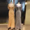 Платья для вечеринок роскошное вечернее платье для женщин 2024 русалка v шея рукавов бусинки ручной работы длинные формальные платья