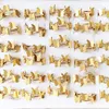 Clusterringe Großhandel 30pcs/Los exquisit vier Schmetterling Gold-plattierte Edelstahl Frauen Vintage Bohemian Style Boutique Schmuck Schmuck