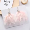 Boucles d'oreilles en peluche cpop longue nature plume pour les femmes géométriques grandes déclarations de résistance aux bijoux de mode Lady Eartrop hiver 2024