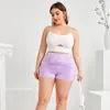 Plus size cintura elástica sexy verão casual ruched shorts feminino sólido roxo cintura alta magro biker shorts feminino tamanho grande 6xl 240409