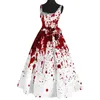 Casual Dresses Ladies 'Halloween Bloody Print Party Round Neck Sexig ärmlös klänning