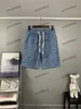 xinxinbuy 2024 Men women designer shorts Letter jacquard denim fabric short black white brown gray blue brown Apricot S-2XL new