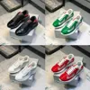 Buty designerskie Puchar Ameryka skórzane męskie Sneakery Patent płaskie trenery Czarnoczerwono-zielone z siatki koronkowe buty na zewnątrz biegacz sxb6i#
