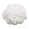 الزهور الزخرفية 50pc 8cm مع محاكاة القطب PE رغوة وردة اليد عقد زهرة الزفاف ترتيب باقة