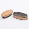 Hair Bristle Brush Natural Boar Shaving Comb Men Face Mustache Round Wood Handle Handmade Beard Brushes TH1030 es