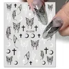 Silver Metal Butterfly 3D Nail Stickers Golden Star Moon Adhesive Sliders Glitter Art Decal Manicure Decoration 240418