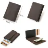 Holders Contact's ID Credit Bank Card Holder Crazy Horse Leather Wallet Anti Rfid Blocking Protected Men Card Case Business Aluminum