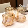 Storage Bottles Glass American Gold Coffee Jar Ornaments Luxury Decorative Style Crystal With European Lid Table