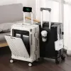 Carry-Ons Business Travel Suitcase On Wheels Trolley Case Front Opening Computer Bag Password Box With Mobile Phone Holder Rolling Luggage