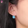 Hoop Earrings CiNily Cute Delicate Blue Opal Round For Women Girls Yellow Gold Color Simple Small Fashion Jewelry Gifts