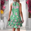 Urban Seksowne sukienki 2024 Summer Sukienka dla kobiet chuda mini sukienka kobieta kwiatowy nadruk wiszący szyi sukienki elegancka sukienka na plażę Y240420